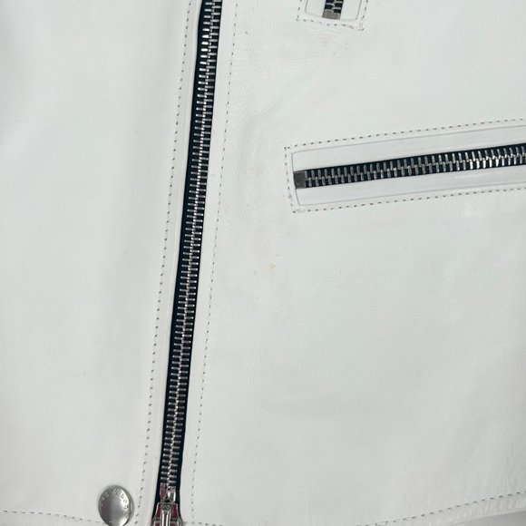 rag & bone White Leather Moto Biker Jacket - Picture 10 of 13